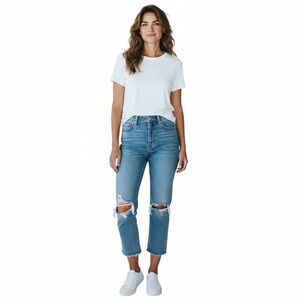 #212 Kendall & Kylie Distressed Blue Ankle Jeans